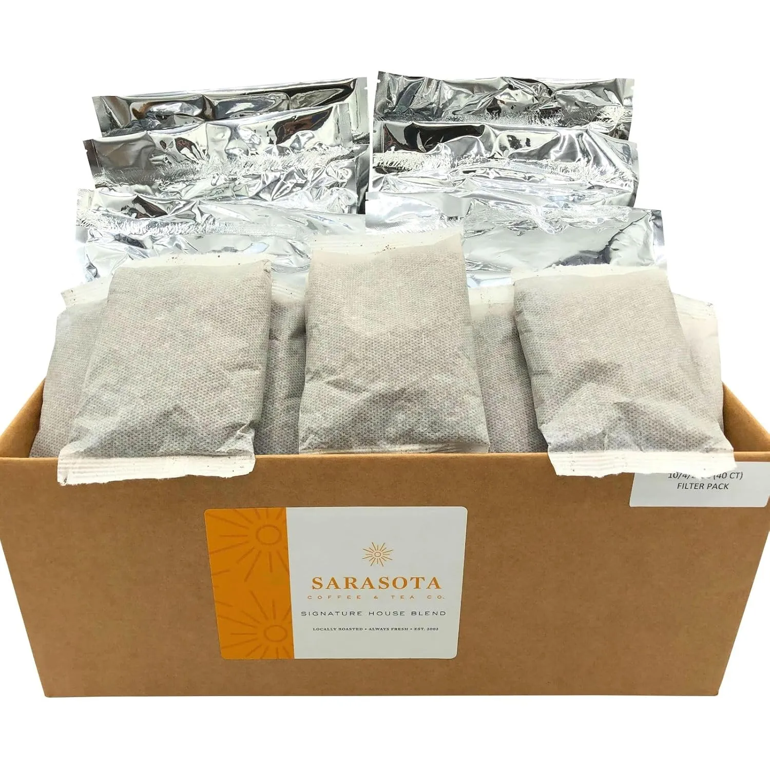 Ground Coffee In Filter Packs | Medium Roast Low Acid Mold Free Pouches | Bulk Packets | House Breakfast Blend Gourmet Powder Bags for 10-12 Cup Drip Maker | Highest Rated Individual Premeasured Coffee