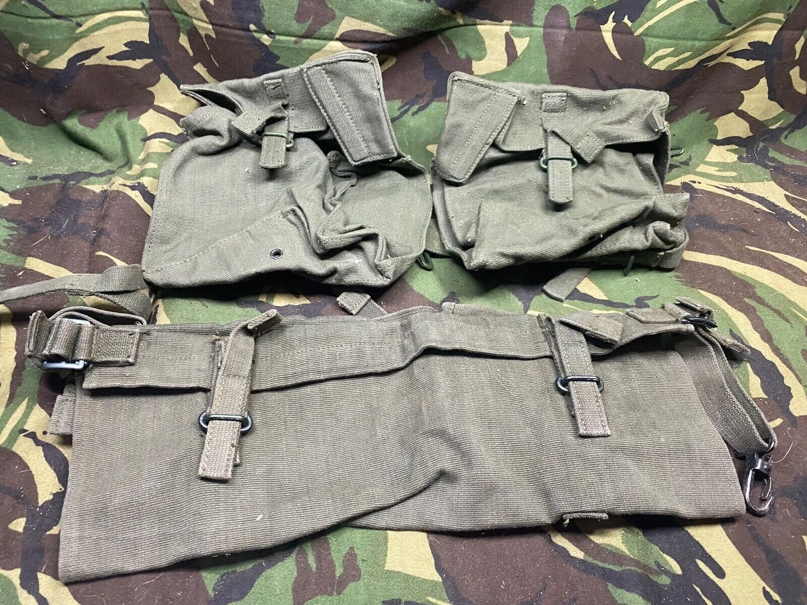 Group of British Army 58 Pattern Webbing Pouches & Poncho Roll