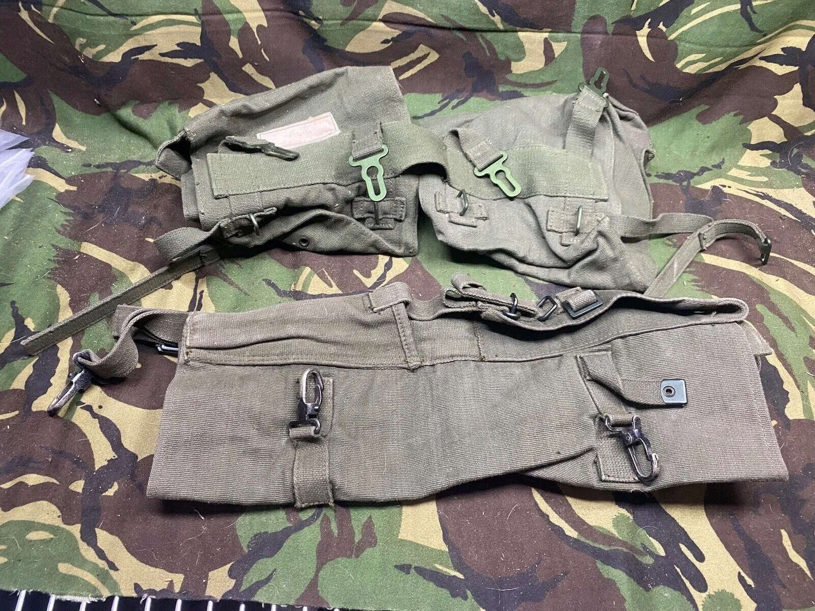 Group of British Army 58 Pattern Webbing Pouches & Poncho Roll