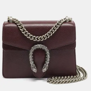 Gucci Burgundy Leather Mini Dionysus Shoulder Bag