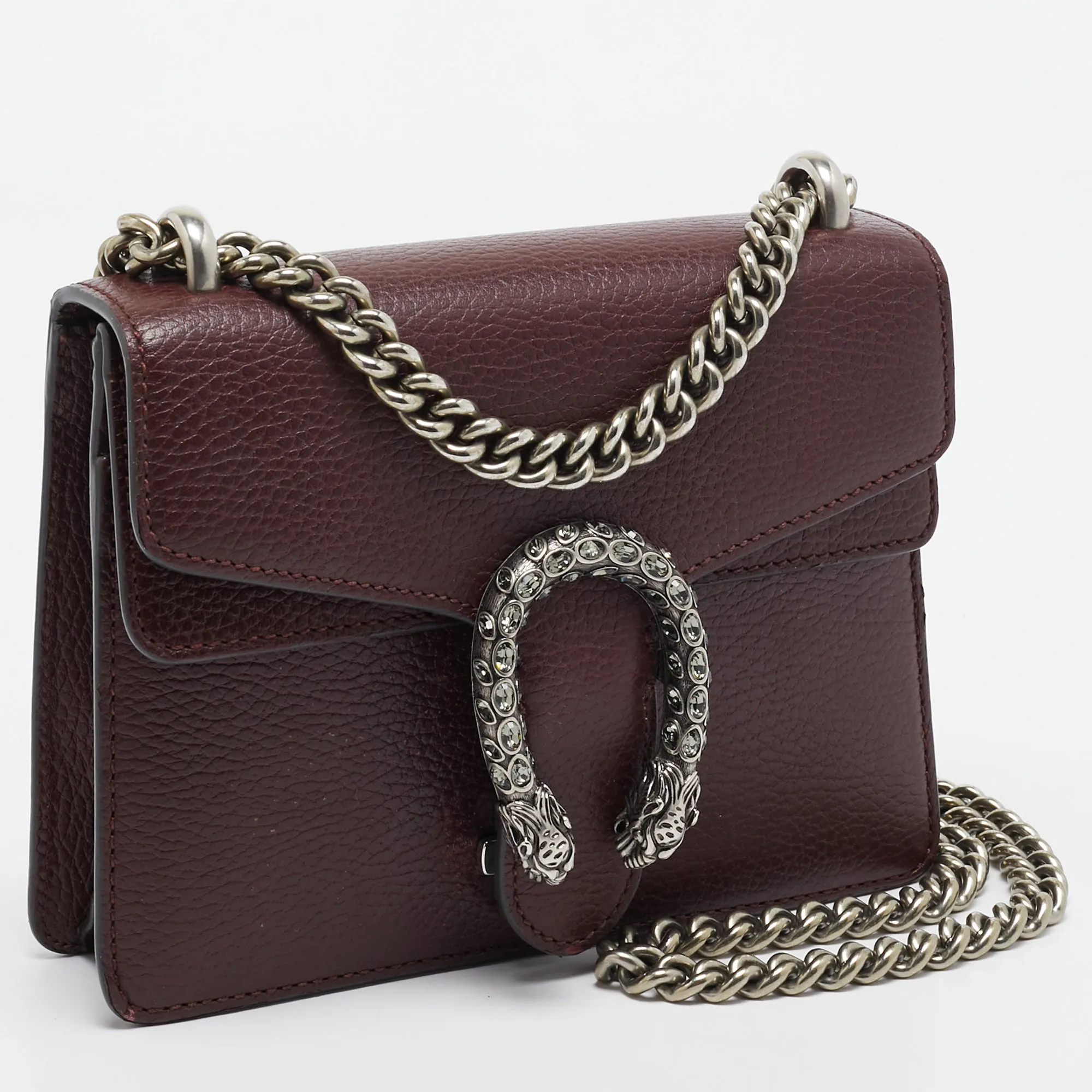 Gucci Burgundy Leather Mini Dionysus Shoulder Bag