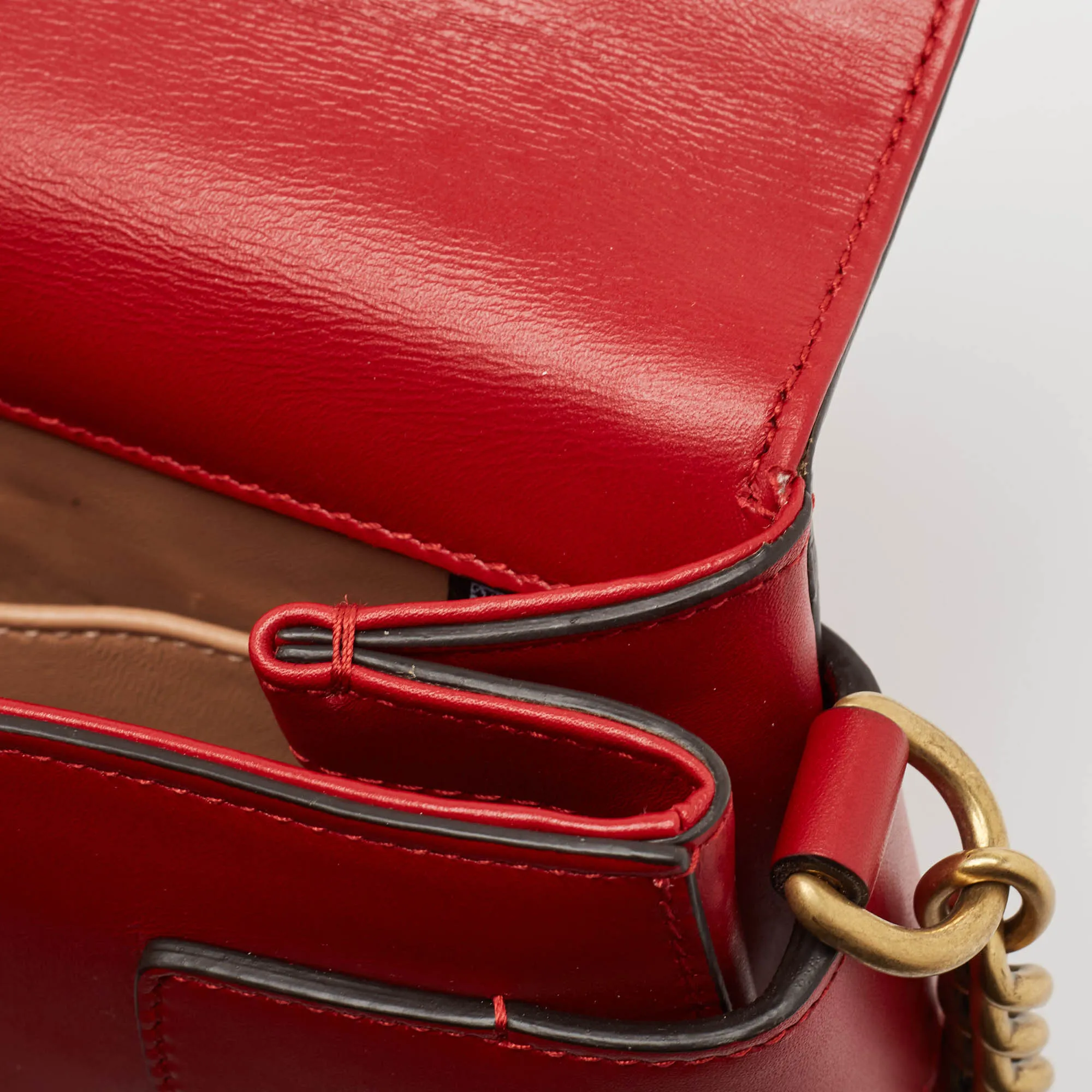 Gucci Red Leather Mini Pearl Queen Margaret Broadway Shoulder Bag