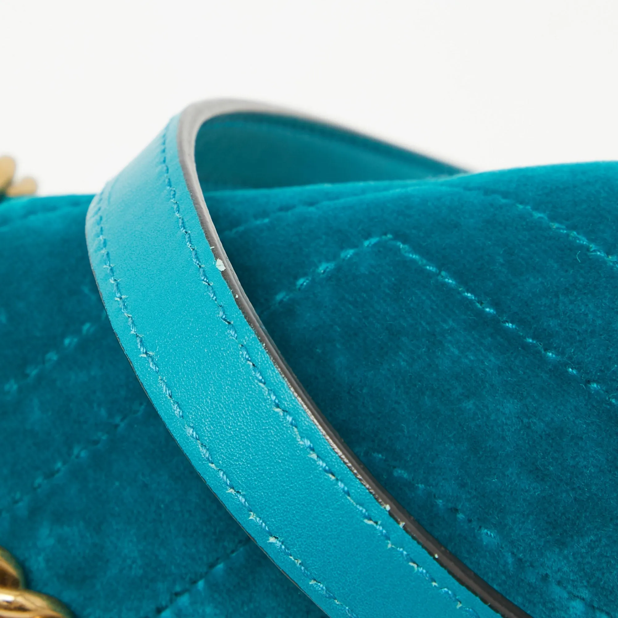 Gucci Teal Matelass&eacute; Velvet Mini Gg Marmont Shoulder Bag