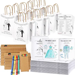 Gueevin 48 Pcs Wedding Activities for Kids Coloring Books Individually Packaged Wedding Coloring Books Gift Goodie Bags and Scavenger Hunt Sheets for Kids Games Favors(Crayons)