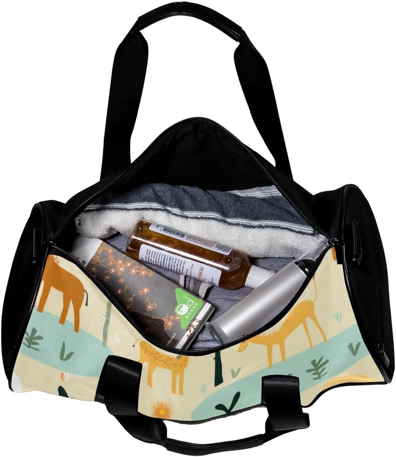 Gym Bags for Men,Travel Duffel Bags for Women,Deer Lion Tree Rhinoceros,Workout Bag