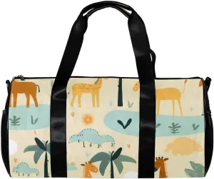 Gym Bags for Men,Travel Duffel Bags for Women,Deer Lion Tree Rhinoceros,Workout Bag