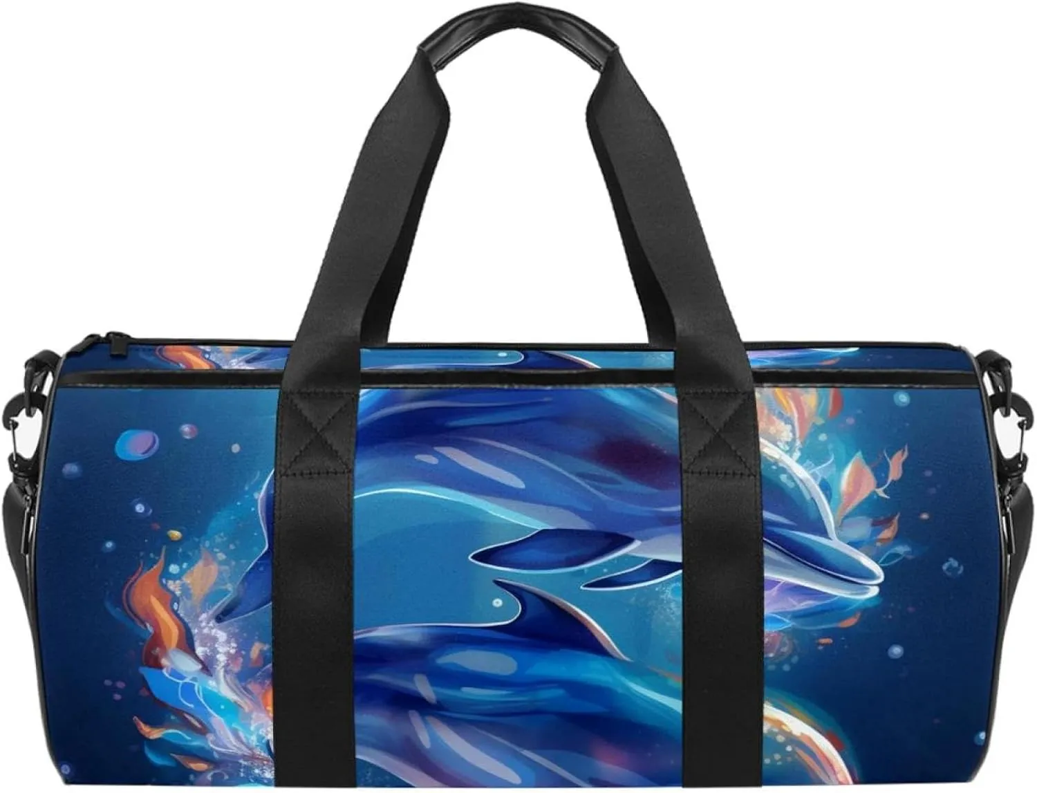Gym Bags for Men,Travel Duffel Bags for Women,Dolphin and Sea Bubbles,Workout Bag