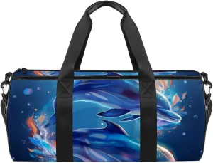 Gym Bags for Men,Travel Duffel Bags for Women,Dolphin and Sea Bubbles,Workout Bag