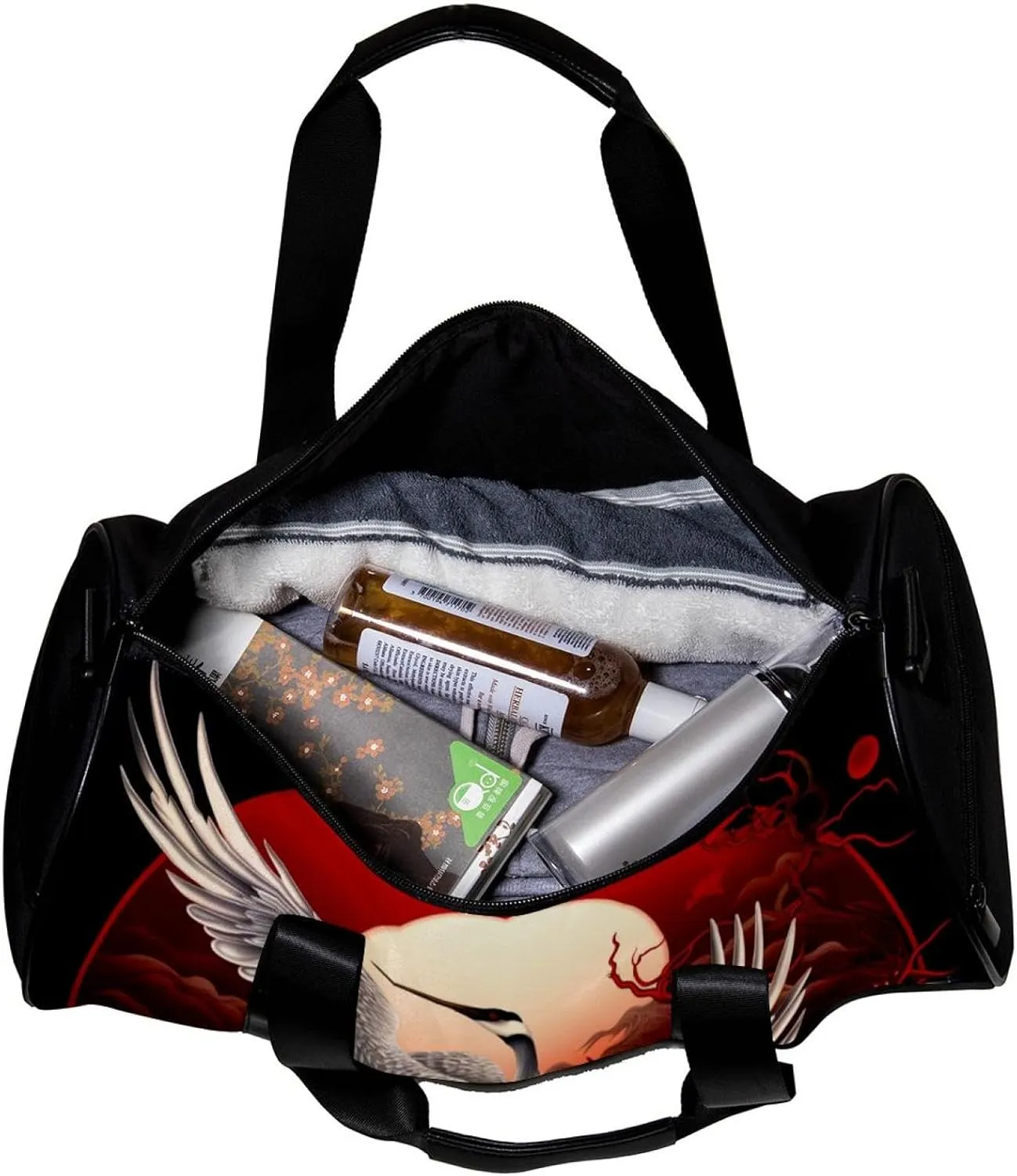 Gym Bags for Men,Travel Duffel Bags for Women,Full Moon Japanese Crane,Workout Bag