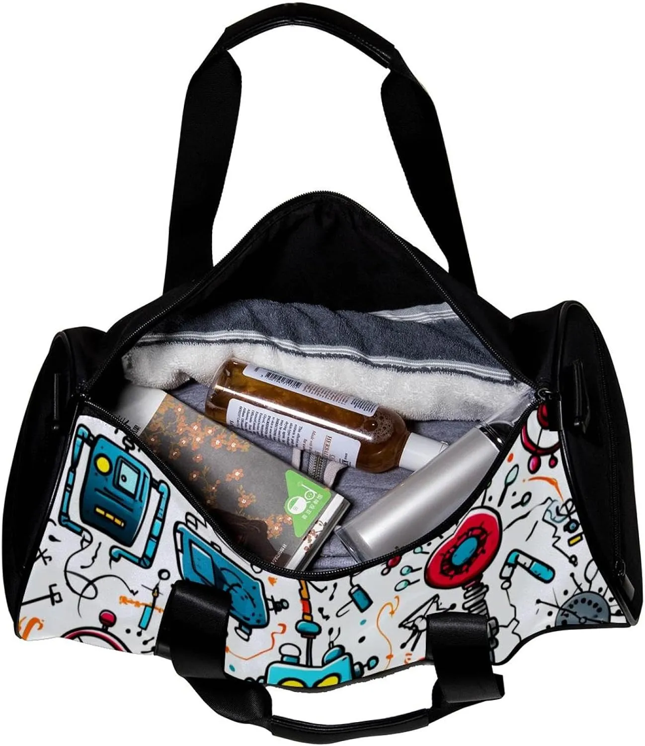 Gym Bags for Men,Travel Duffel Bags for Women,Science and Funny Robots,Workout Bag