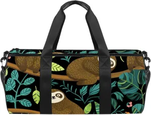 Gym Bags for Men,Travel Duffel Bags for Women,Tropical Palm Leaves Animal Sloths,Workout Bag