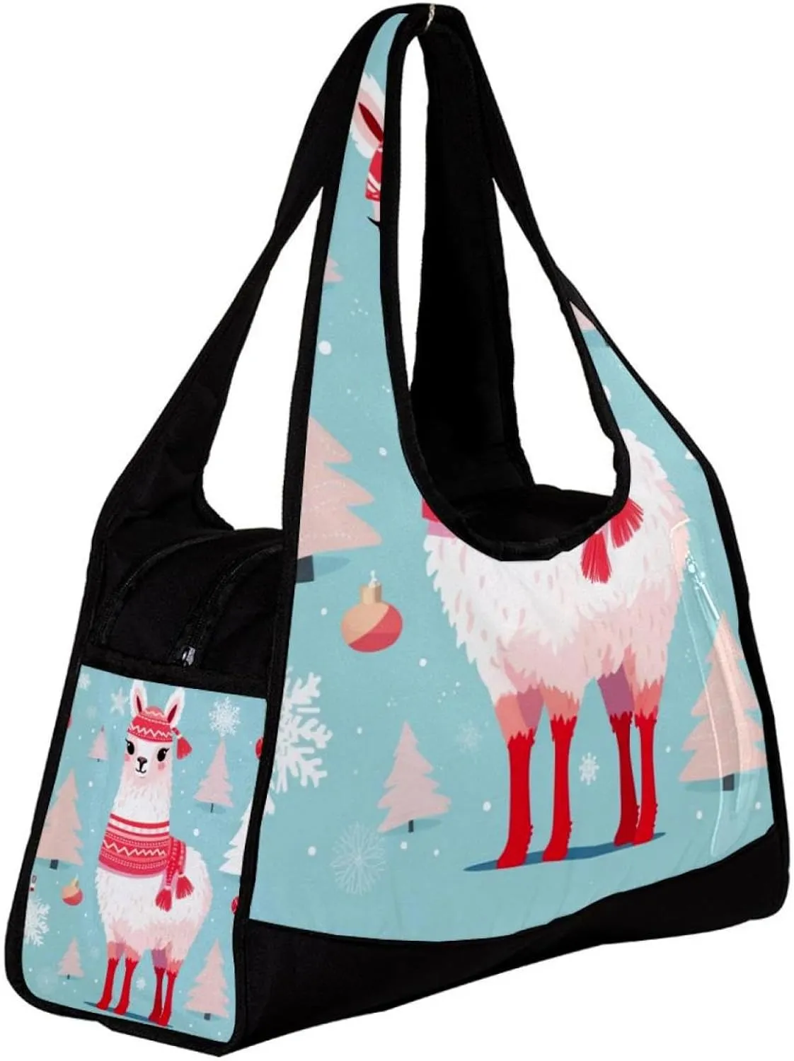 Gym Bags for Men,Travel Duffel Bags for Women,White Camel with Christmas Red Scarf,Workout Bag