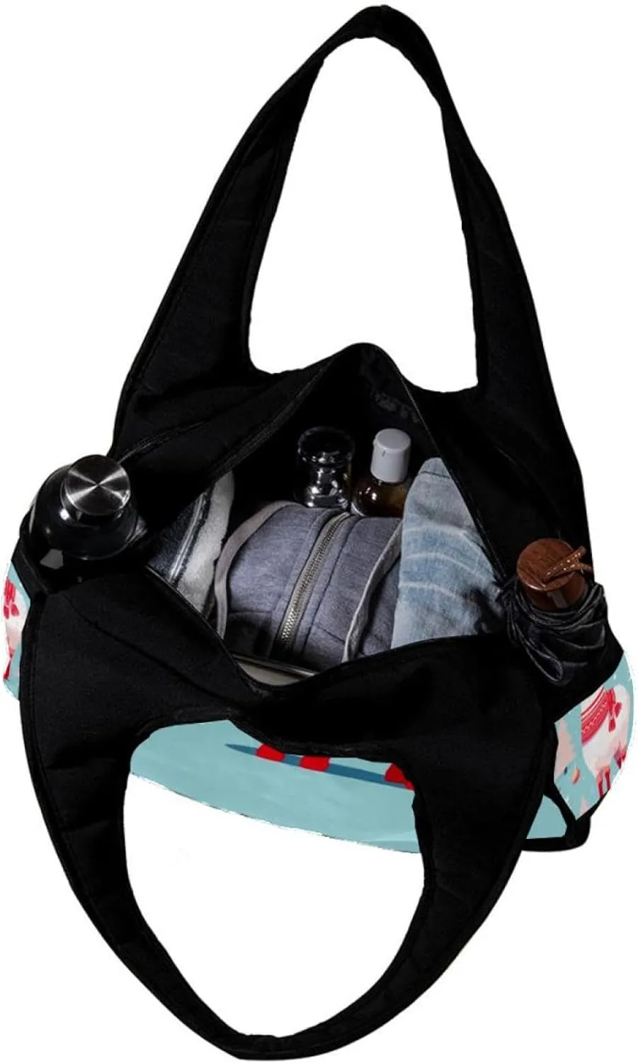 Gym Bags for Men,Travel Duffel Bags for Women,White Camel with Christmas Red Scarf,Workout Bag