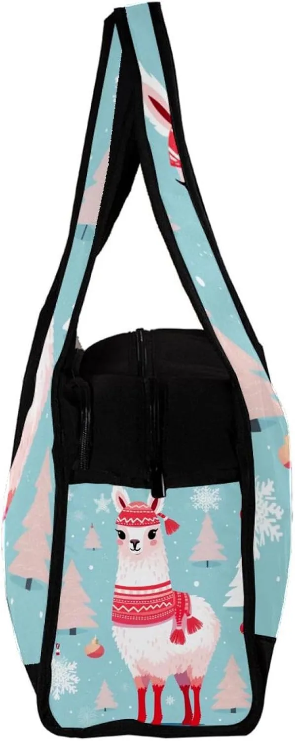 Gym Bags for Men,Travel Duffel Bags for Women,White Camel with Christmas Red Scarf,Workout Bag