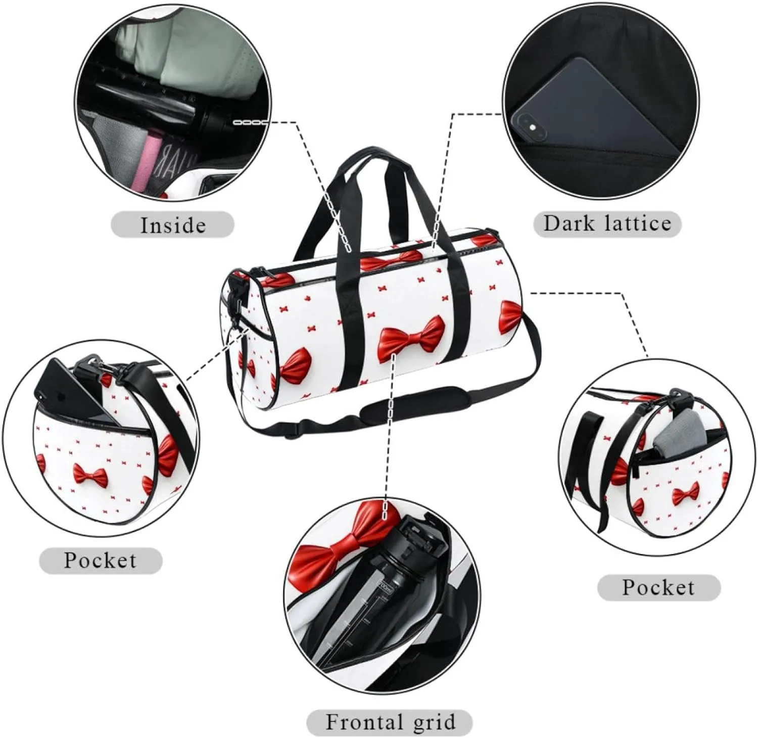 Gym Bags for Women,Duffle Bag for Travel,Bow and Heart,Gym Bag for Men