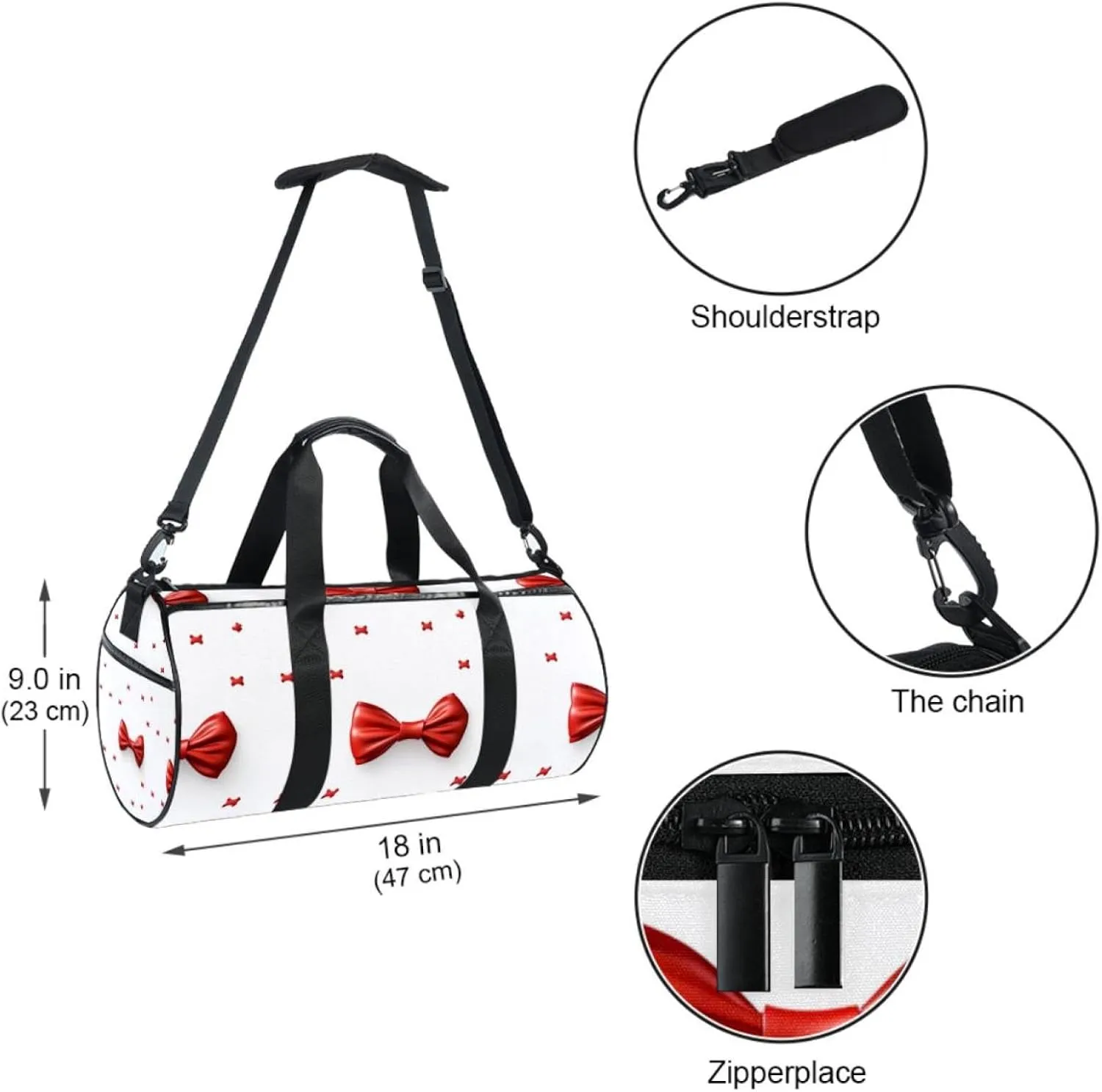 Gym Bags for Women,Duffle Bag for Travel,Bow and Heart,Gym Bag for Men