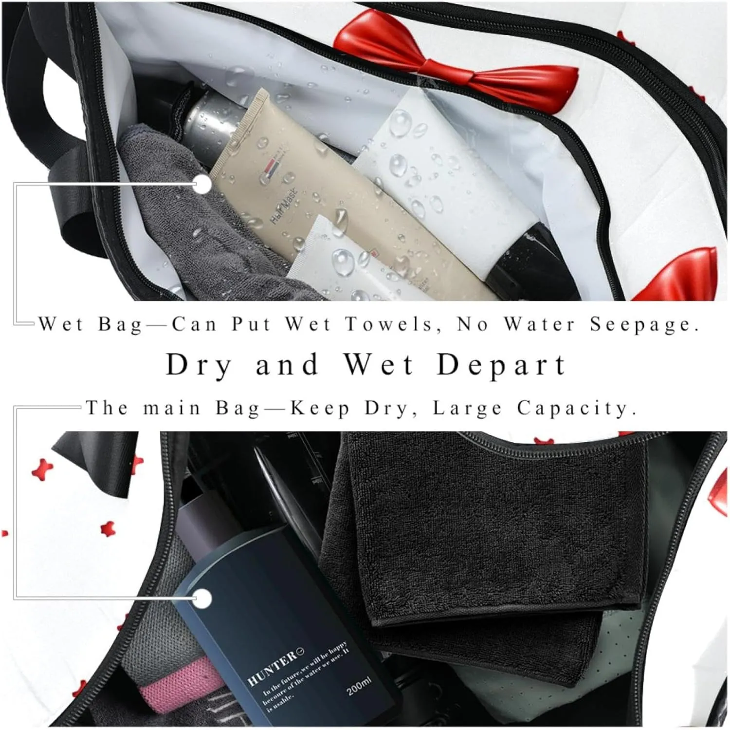 Gym Bags for Women,Duffle Bag for Travel,Bow and Heart,Gym Bag for Men