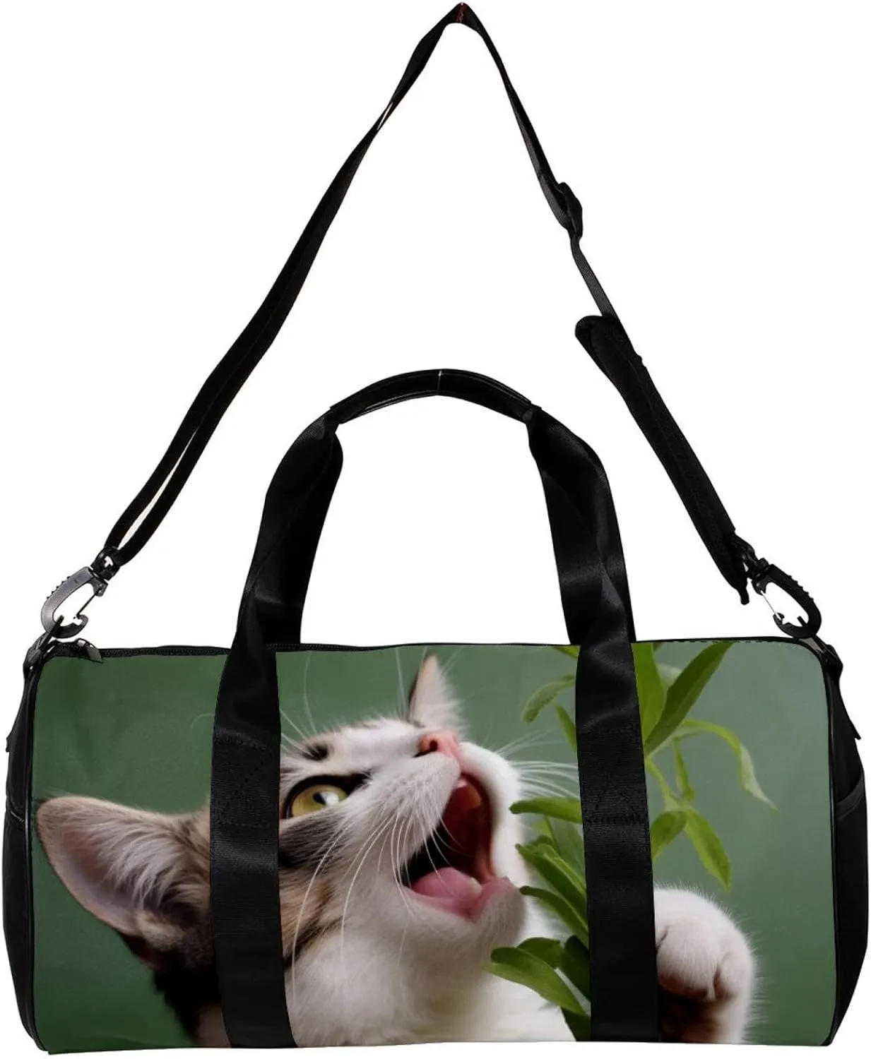 Gym Bags for Women,Duffle Bag for Travel,Cat Leaves Grass,Gym Bag for Men