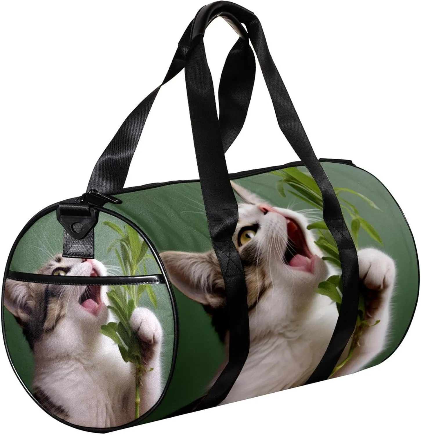 Gym Bags for Women,Duffle Bag for Travel,Cat Leaves Grass,Gym Bag for Men