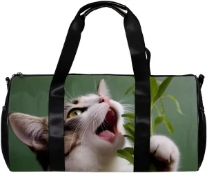 Gym Bags for Women,Duffle Bag for Travel,Cat Leaves Grass,Gym Bag for Men