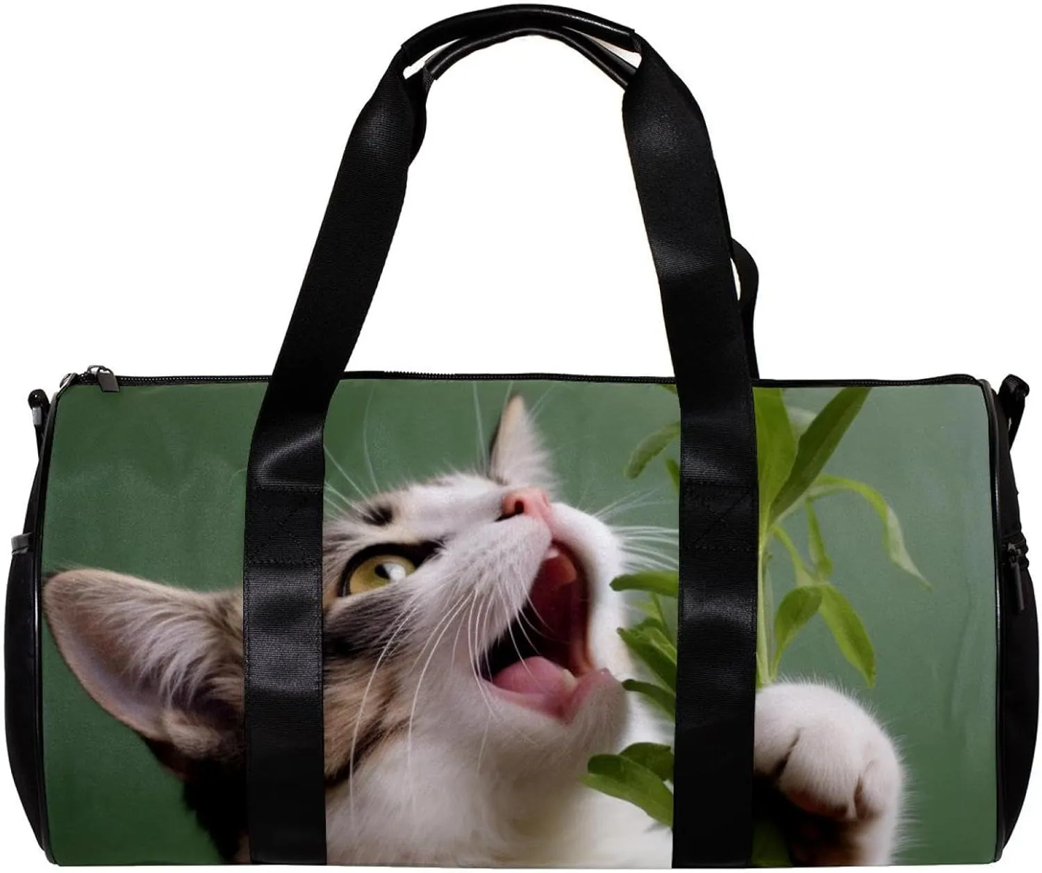 Gym Bags for Women,Duffle Bag for Travel,Cat Leaves Grass,Gym Bag for Men