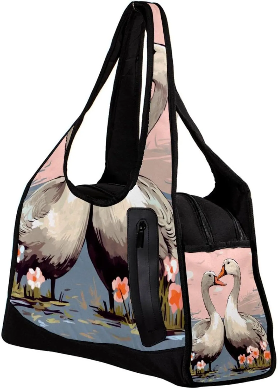 Gym Bags for Women,Duffle Bag for Travel,Couple Flower Goose,Gym Bag for Men