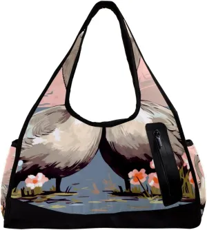 Gym Bags for Women,Duffle Bag for Travel,Couple Flower Goose,Gym Bag for Men