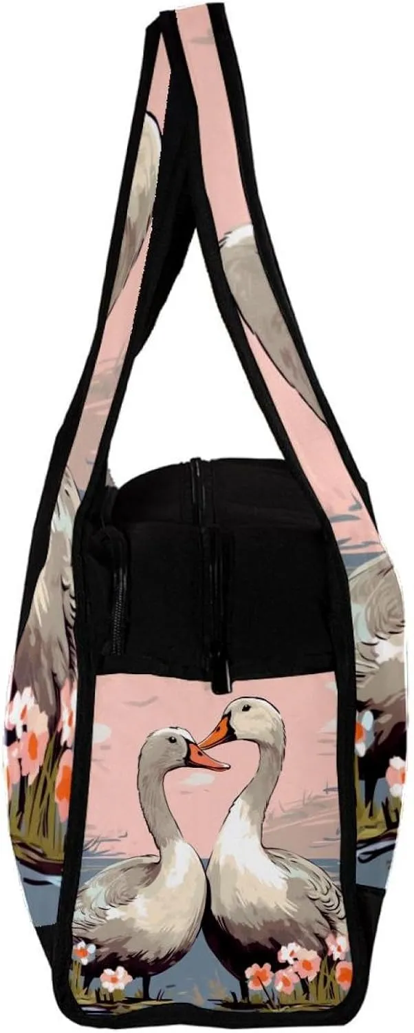 Gym Bags for Women,Duffle Bag for Travel,Couple Flower Goose,Gym Bag for Men