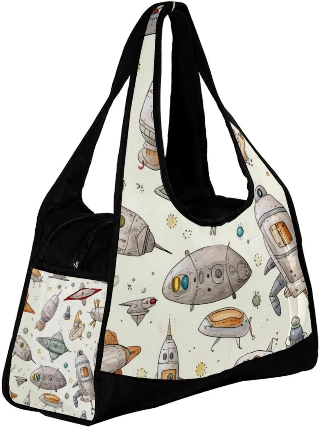 Gym Bags for Women,Duffle Bag for Travel,Doodle Spaceship Rocket Plane,Gym Bag for Men