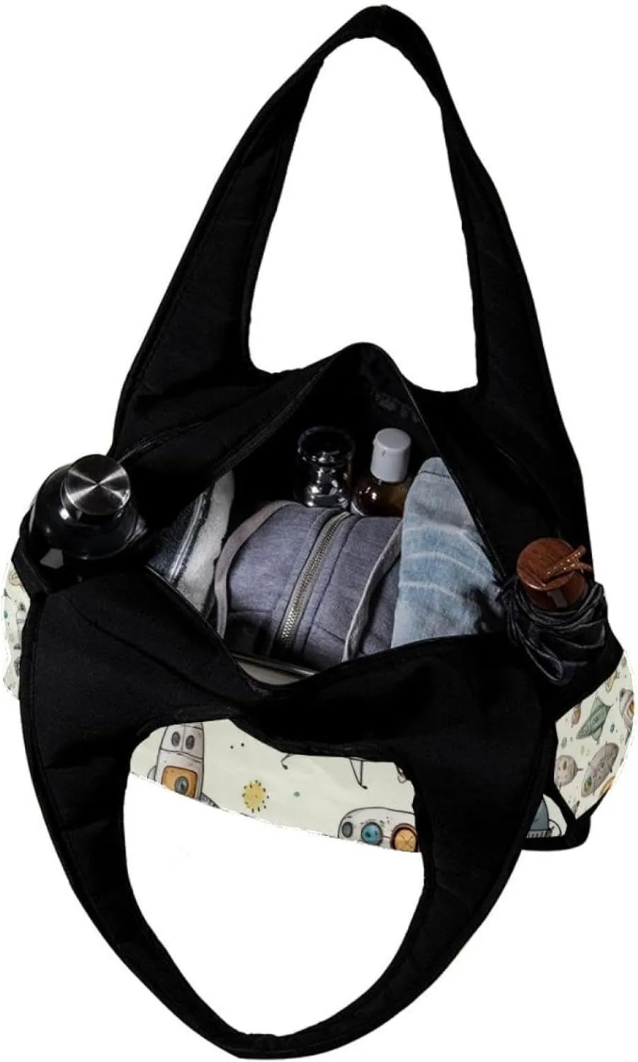 Gym Bags for Women,Duffle Bag for Travel,Doodle Spaceship Rocket Plane,Gym Bag for Men
