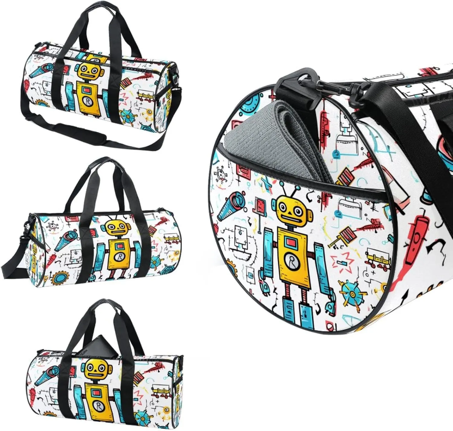 Gym Bags for Women,Duffle Bag for Travel,Science and Funny Robots,Gym Bag for Men