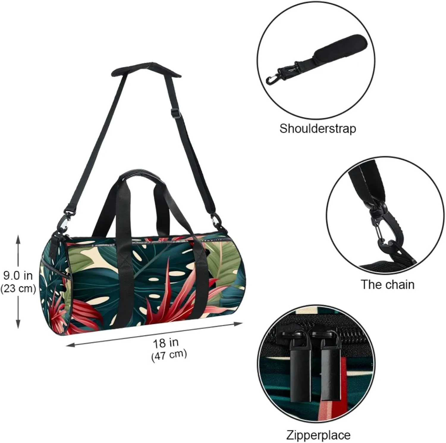 Gym Bags for Women,Duffle Bag for Travel,Tropical Levaes,Gym Bag for Men