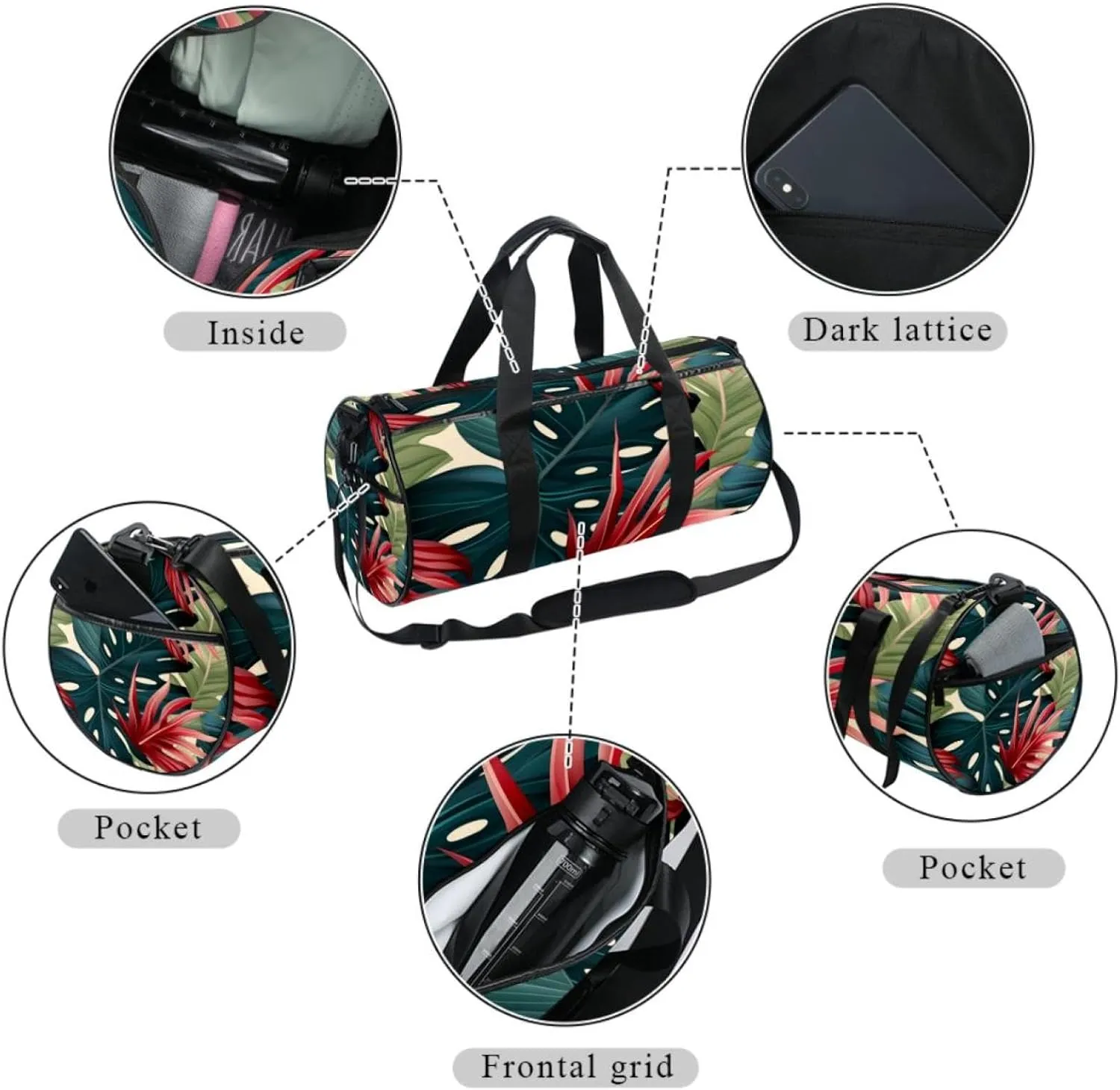 Gym Bags for Women,Duffle Bag for Travel,Tropical Levaes,Gym Bag for Men