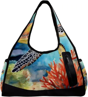 Gym Bags for Women,Duffle Bag for Travel,Underwater Animal Sea Turtle,Gym Bag for Men