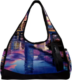 Gym Bags for Women,Duffle Bag for Travel,Urban Cityscape Bridge Office Buildings,Gym Bag for Men