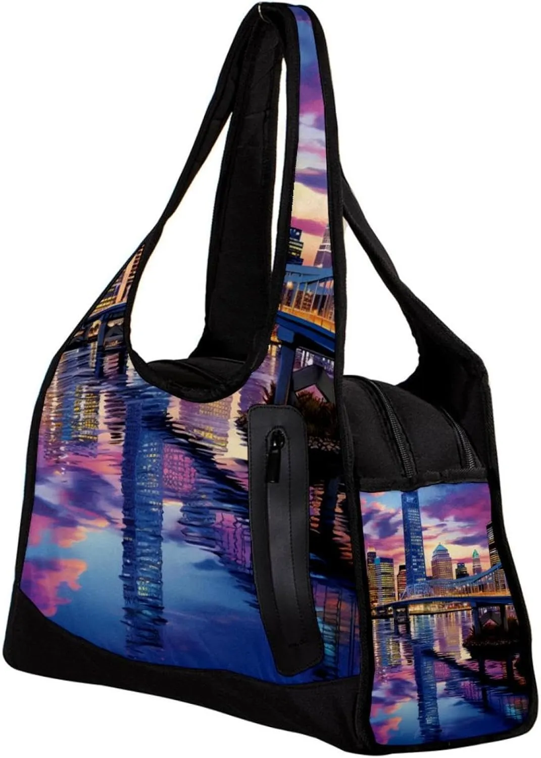 Gym Bags for Women,Duffle Bag for Travel,Urban Cityscape Bridge Office Buildings,Gym Bag for Men
