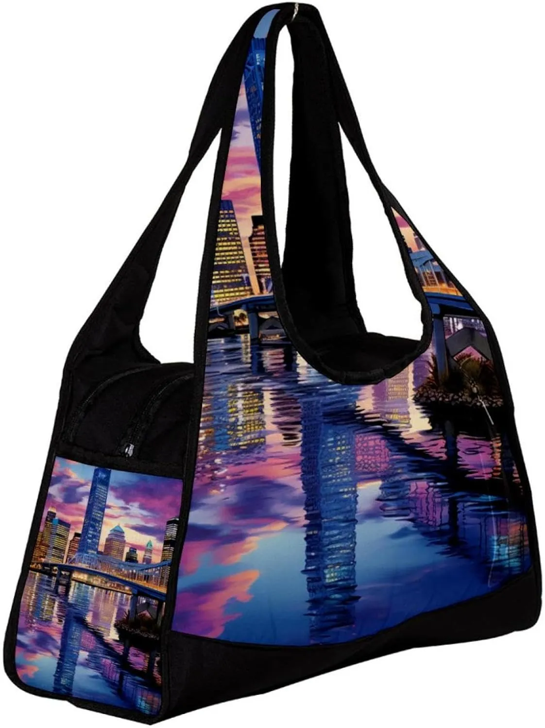 Gym Bags for Women,Duffle Bag for Travel,Urban Cityscape Bridge Office Buildings,Gym Bag for Men