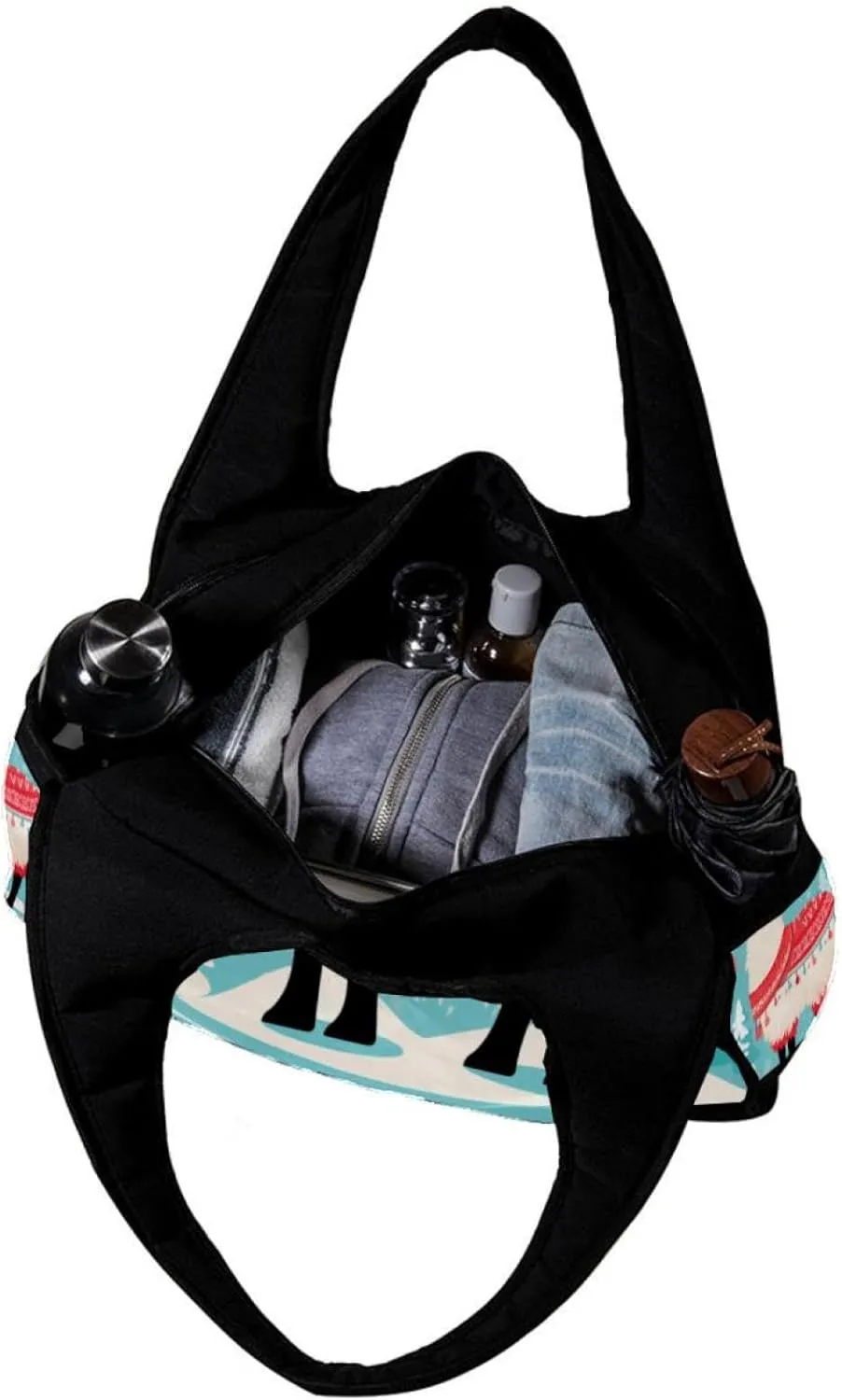 Gym Bags for Women,Duffle Bag for Travel,White Camel with Christmas Red Scarf,Gym Bag for Men