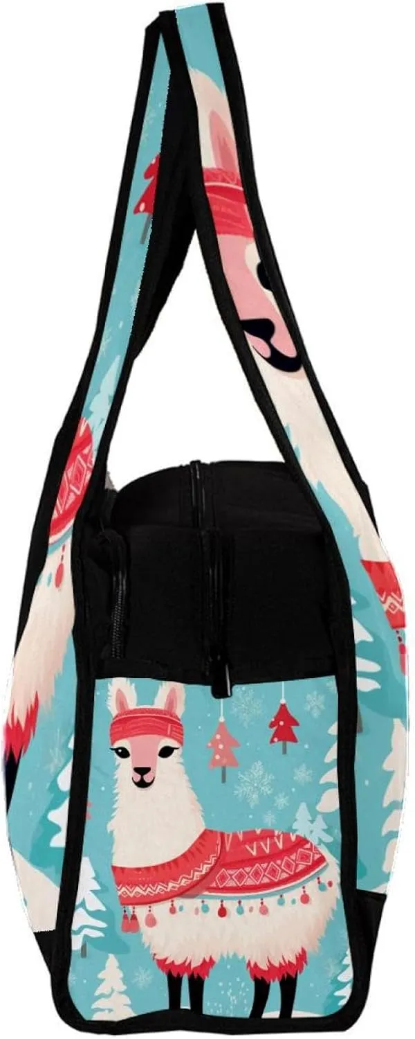 Gym Bags for Women,Duffle Bag for Travel,White Camel with Christmas Red Scarf,Gym Bag for Men