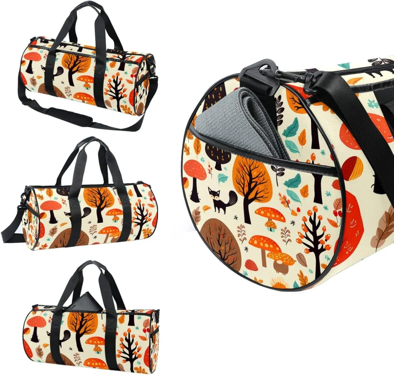 Gym Bags for Women,Duffle Bag for Travel,Woodland Bird Plant,Gym Bag for Men
