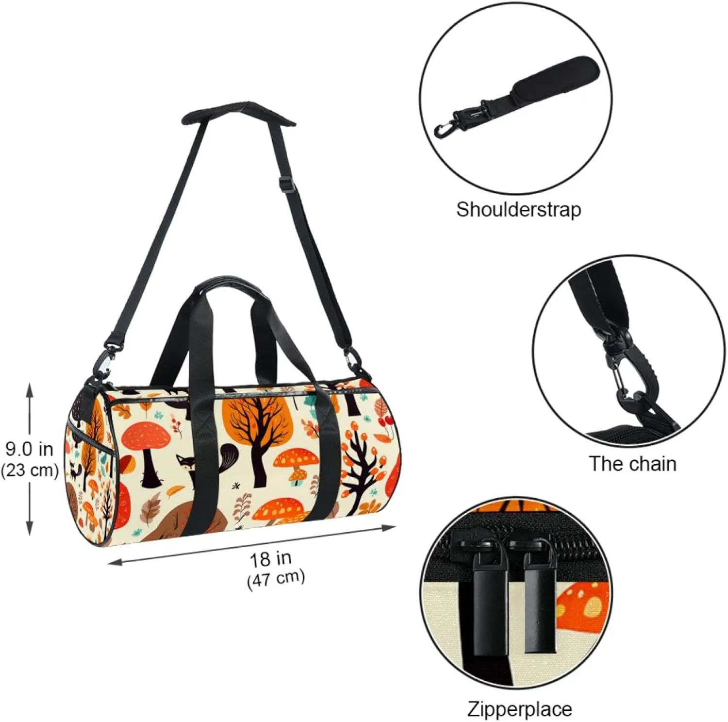 Gym Bags for Women,Duffle Bag for Travel,Woodland Bird Plant,Gym Bag for Men