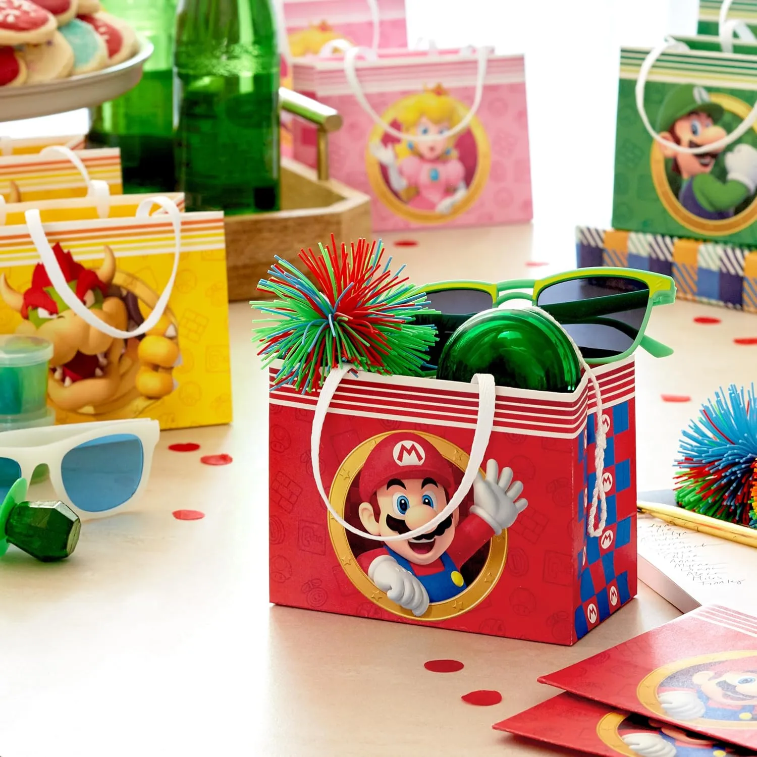 Hallmark Nintendo 4" Mini Gift Bags (Mario, Luigi, Princess, Bowser) for Party Favors, Gift Cards, Classroom Treats