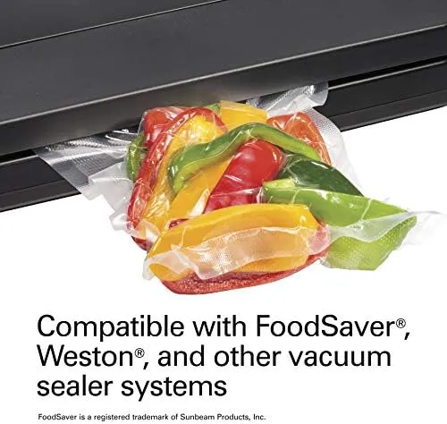 Hamilton Beach Easy-Fill 32 Count One Quart Vacuum Sealer Storage Bags for Food, BPA Free, 12” x 8”, Meal Prep and Sous Vide