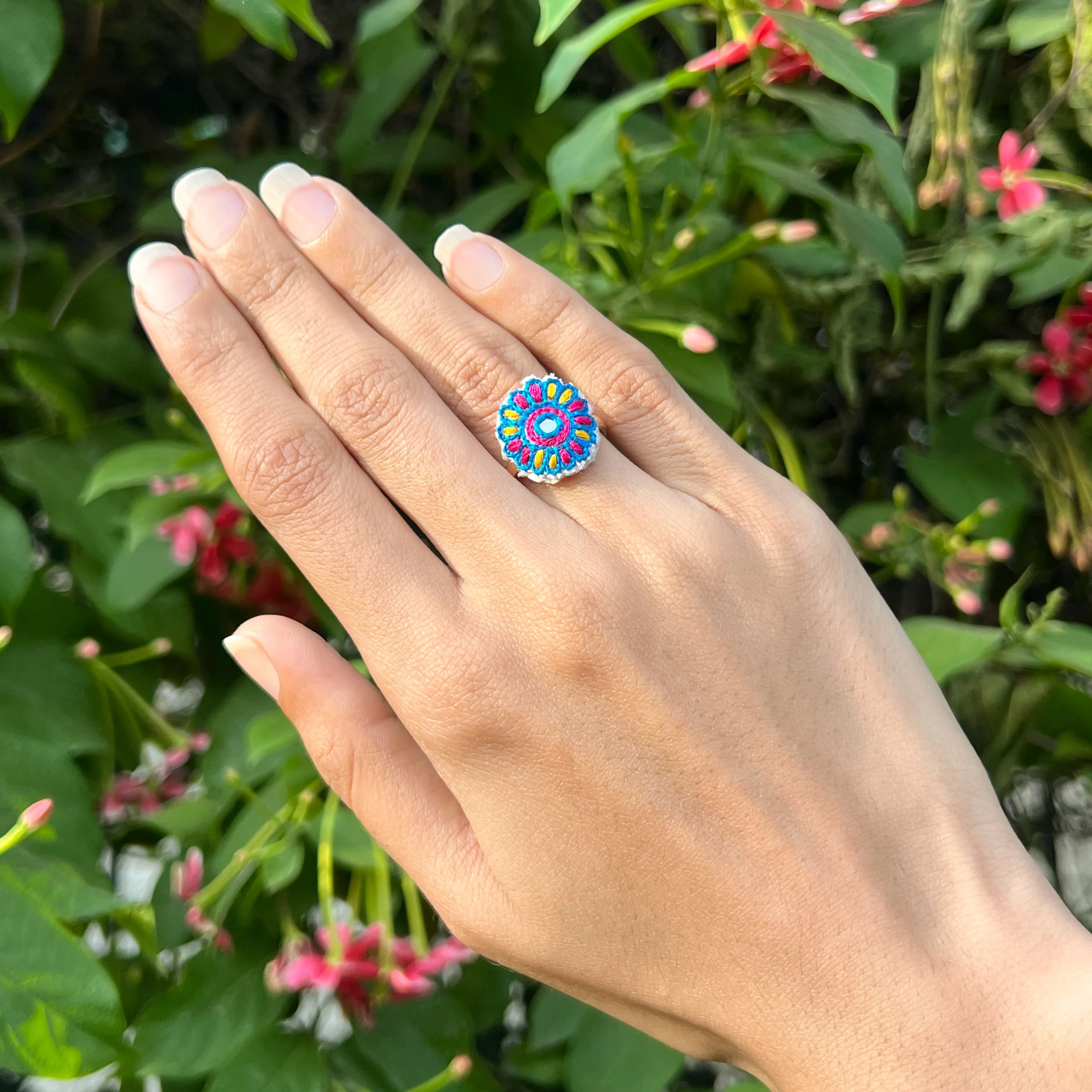 Hand Emroidered Beaded Rings