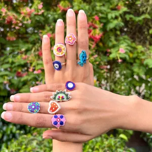 Hand Emroidered Beaded Rings