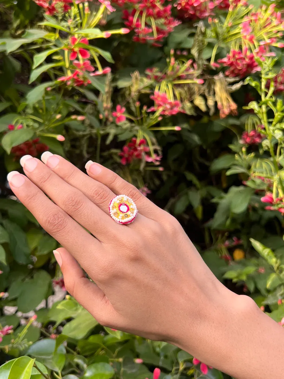 Hand Emroidered Beaded Rings