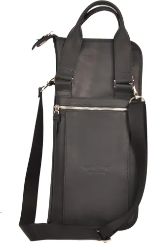 Handmade drumstick bag with a drum key holder, genuine leather drum stick holder (Large Bag, Black)