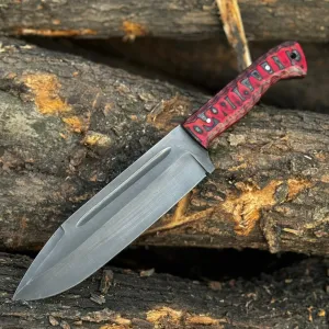 Handmade Fixed Blade Carbon Steel Hunting Bowie knife Camping Bushcraft knifes with Leather Sheath for Gifting