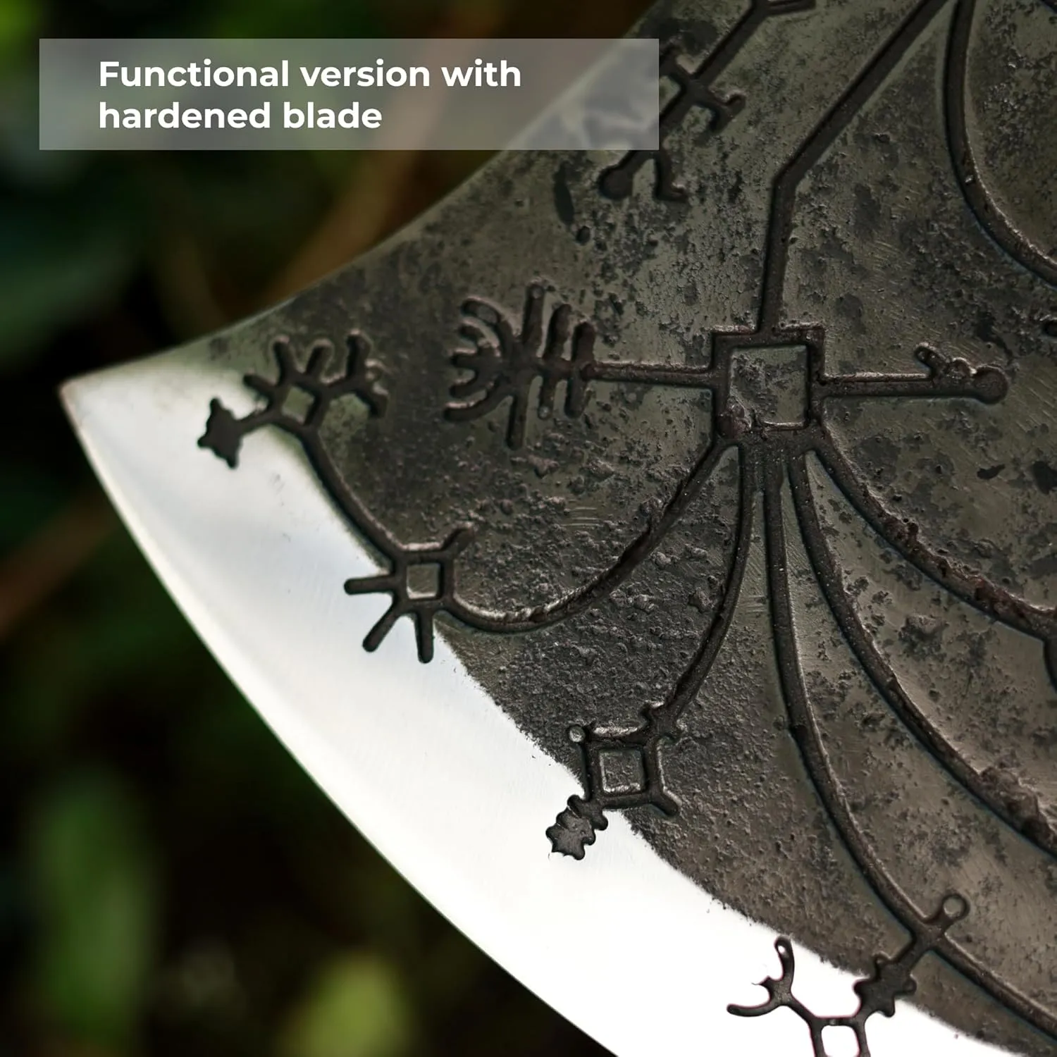 Handmade Leviathan Axe from AncientSmithy - GoW Leviathan Ax Replica - Real Kratos Axe for Cosplay - Forged High Carbon Steel Head Carved Ashwood Handle (Hardened Black Head with Luminescent Runes)