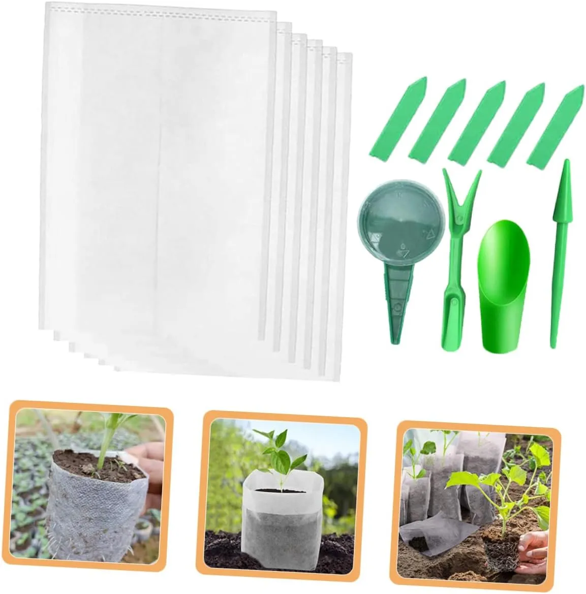 Happyyami Garden Bags to Grow Vegetables 209pcs Plant Growing Bags Non-Woven Nursery Supplies Set